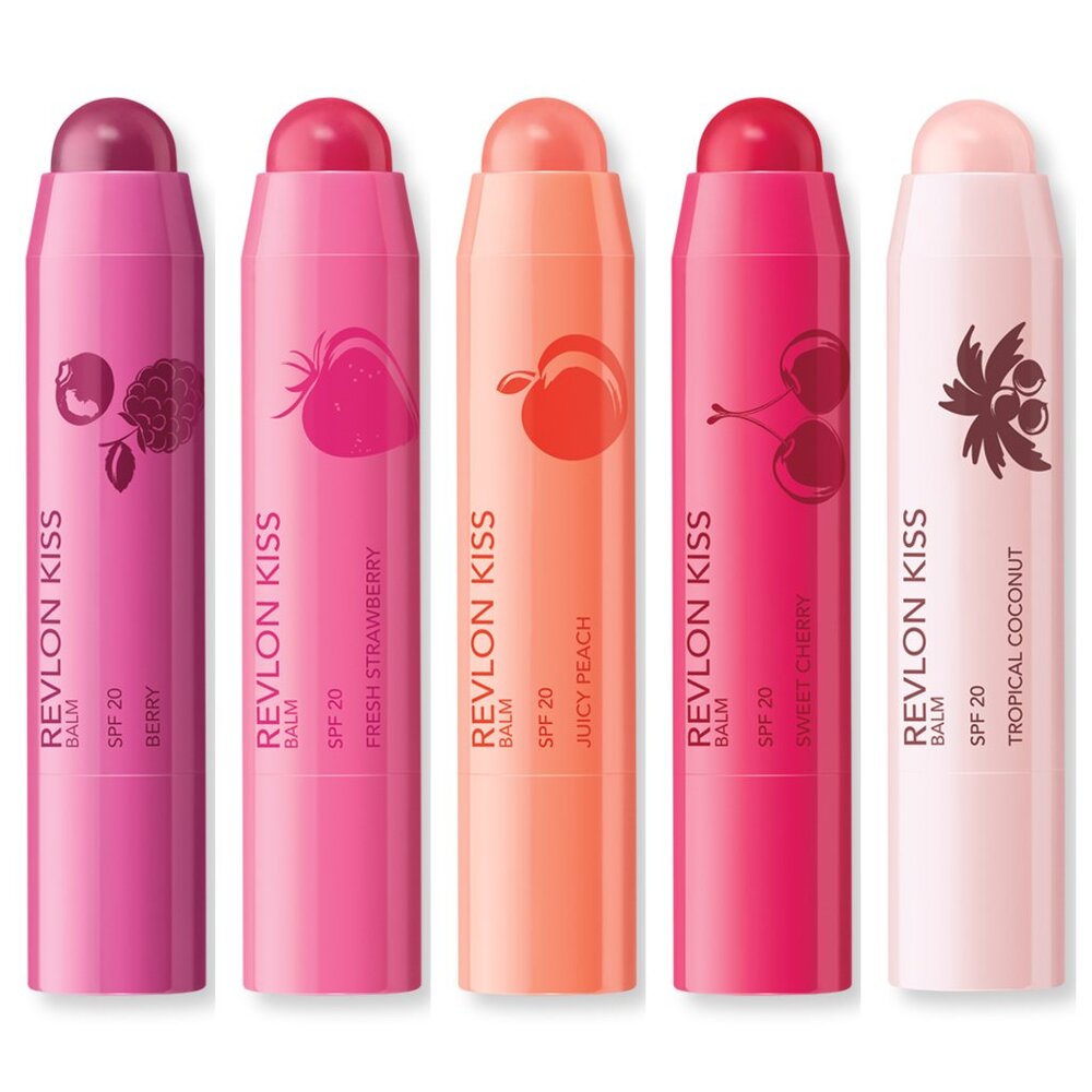 NEW Revlon Kiss SPF Lip Balm Gift Set Berry, Cherry, Strawberry, Peach, Coconut